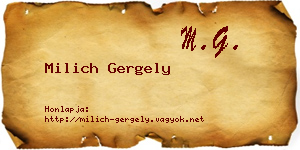 Milich Gergely névjegykártya